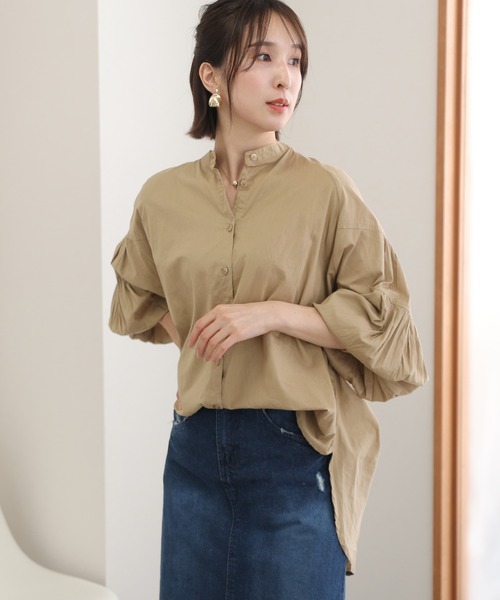 ElegChic（エレグシック）の「透け感 ローン ティアード スリーブシャツ（シャツ/ブラウス・レディース・オフホワイト/ブラック/ベージュ・XL/M/4L）」の8枚目の写真