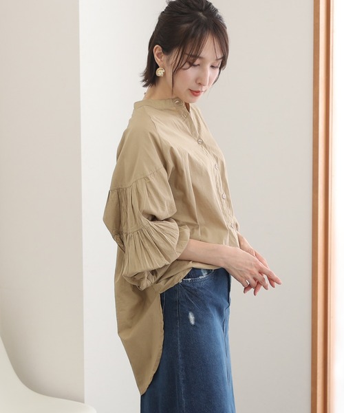 ElegChic（エレグシック）の「透け感 ローン ティアード スリーブシャツ（シャツ/ブラウス・レディース・オフホワイト/ブラック/ベージュ・XL/M/4L）」の9枚目の写真