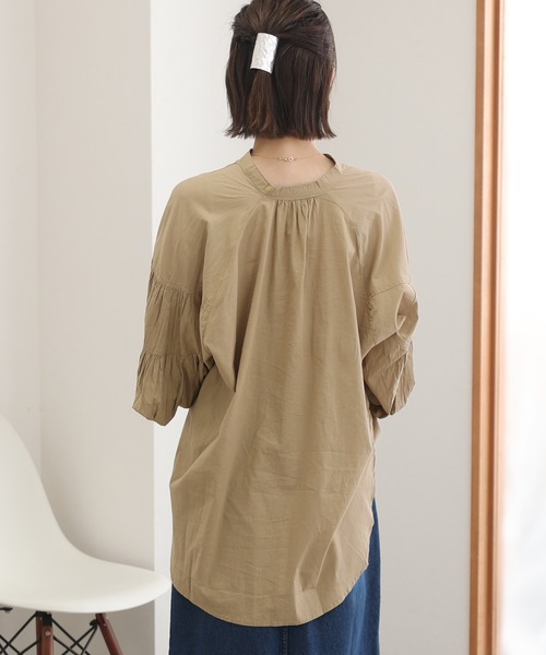 ElegChic（エレグシック）の「透け感 ローン ティアード スリーブシャツ（シャツ/ブラウス・レディース・オフホワイト/ブラック/ベージュ・XL/M/4L）」の10枚目の写真