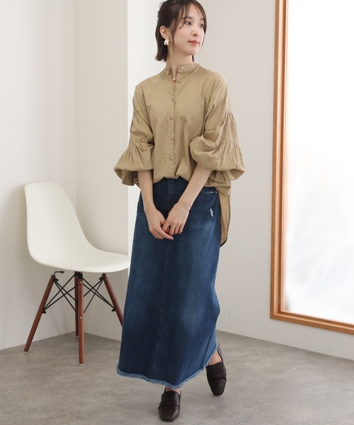 ElegChic（エレグシック）の「透け感 ローン ティアード スリーブシャツ（シャツ/ブラウス・レディース・オフホワイト/ブラック/ベージュ・XL/M/4L）」の11枚目の写真