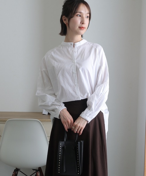 ElegChic（エレグシック）の「透け感 ローン ティアード スリーブシャツ（シャツ/ブラウス・レディース・オフホワイト/ブラック/ベージュ・XL/M/4L）」の12枚目の写真