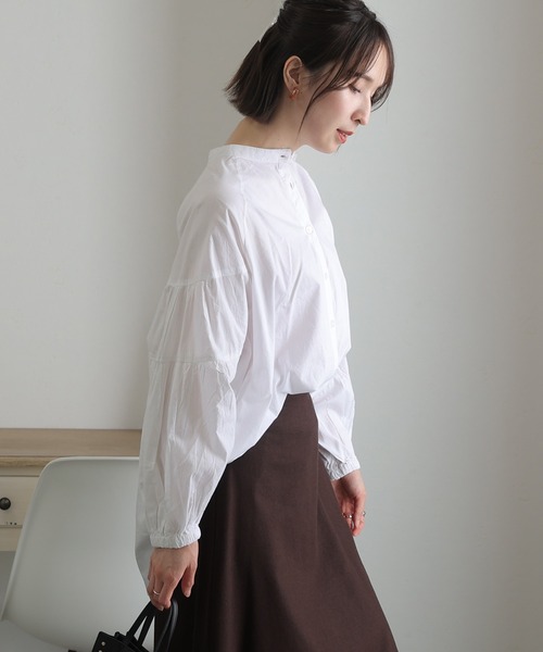 ElegChic（エレグシック）の「透け感 ローン ティアード スリーブシャツ（シャツ/ブラウス・レディース・オフホワイト/ブラック/ベージュ・XL/M/4L）」の13枚目の写真