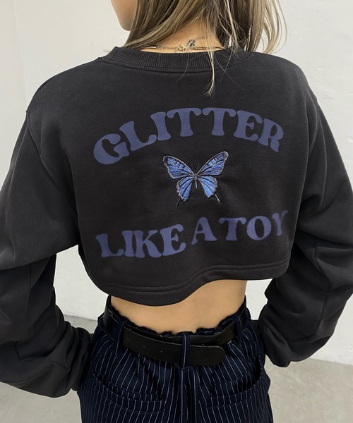 WHO'S WHO gallery(フーズフーギャラリー)の「GLITTERバタフライコンパクトスウェット(スウェット・レディース・チャコールグレー/ライトグレー/ブラック・FREE)」の14枚目の写真
