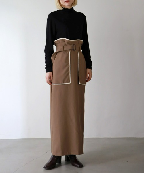 UNFIELD（アンフィールド）の「【UNFIELD】TRフェイクレザーパイピングスカート（スカート・レディース・ブラウン/ブラック・FREE）」の12枚目の写真
