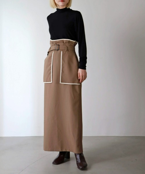 UNFIELD（アンフィールド）の「【UNFIELD】TRフェイクレザーパイピングスカート（スカート・レディース・ブラウン/ブラック・FREE）」の9枚目の写真