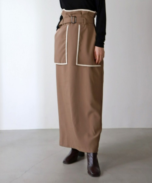 UNFIELD（アンフィールド）の「【UNFIELD】TRフェイクレザーパイピングスカート（スカート・レディース・ブラウン/ブラック・FREE）」の15枚目の写真