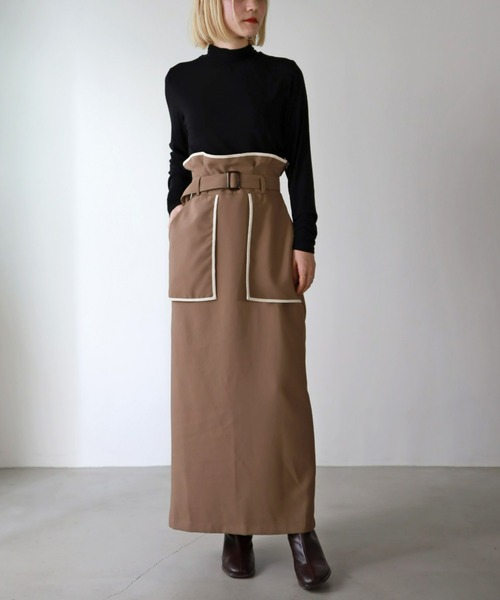 UNFIELD（アンフィールド）の「【UNFIELD】TRフェイクレザーパイピングスカート（スカート・レディース・ブラウン/ブラック・FREE）」の22枚目の写真