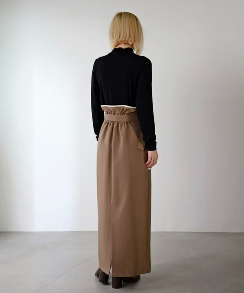 UNFIELD（アンフィールド）の「【UNFIELD】TRフェイクレザーパイピングスカート（スカート・レディース・ブラウン/ブラック・FREE）」の6枚目の写真