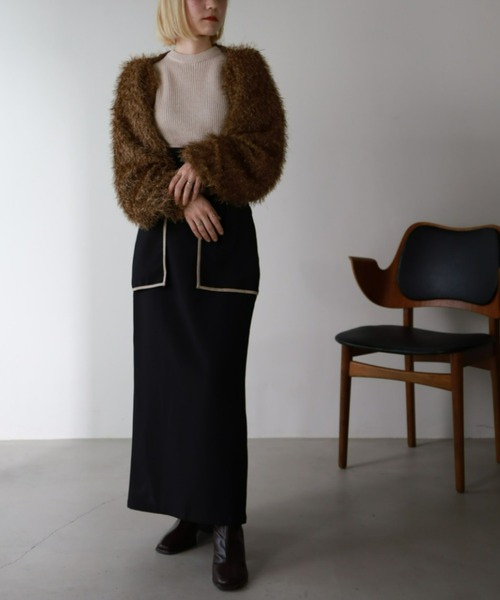 UNFIELD（アンフィールド）の「【UNFIELD】TRフェイクレザーパイピングスカート（スカート・レディース・ブラウン/ブラック・FREE）」の20枚目の写真