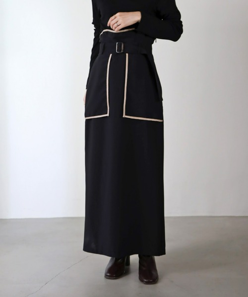 UNFIELD（アンフィールド）の「【UNFIELD】TRフェイクレザーパイピングスカート（スカート・レディース・ブラウン/ブラック・FREE）」の13枚目の写真