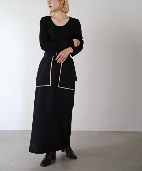 UNFIELD（アンフィールド）の「【UNFIELD】TRフェイクレザーパイピングスカート（スカート・レディース・ブラウン/ブラック・FREE）」の5枚目の写真