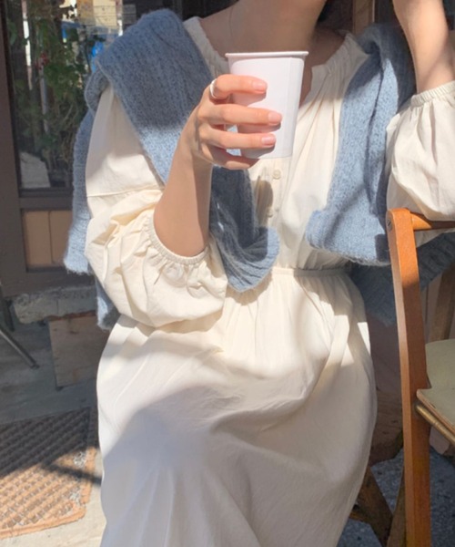 yuue' ( wear )(ユーイ)の「クルーネック ロングスリーブ ニットカーディガン(ニット/セーター・レディース・ピンク/アイボリー/ブルー・FREE)」の6枚目の写真