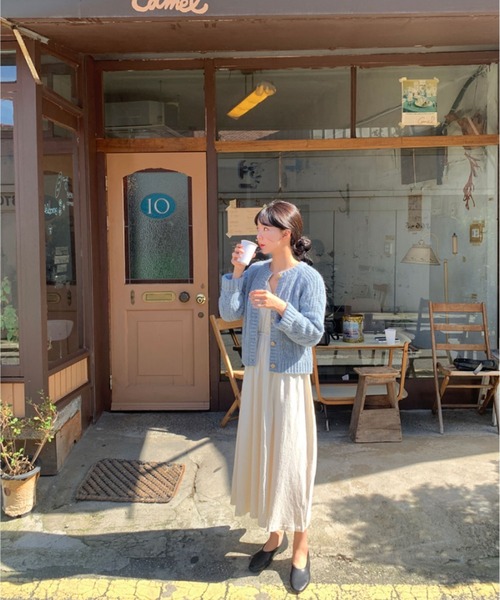 yuue' ( wear )(ユーイ)の「クルーネック ロングスリーブ ニットカーディガン(ニット/セーター・レディース・ピンク/アイボリー/ブルー・FREE)」の15枚目の写真