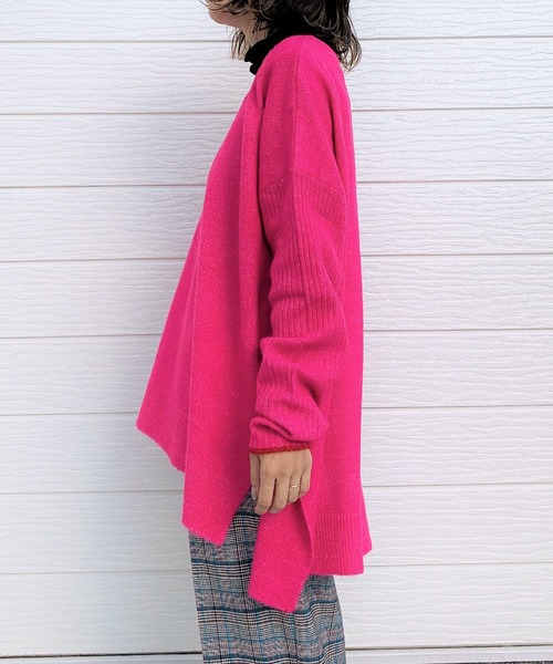 Q（キュー）の「もちもちリラックスニット（ニット/セーター・レディース・ベージュ/ピンク・MEDIUM）」の6枚目の写真