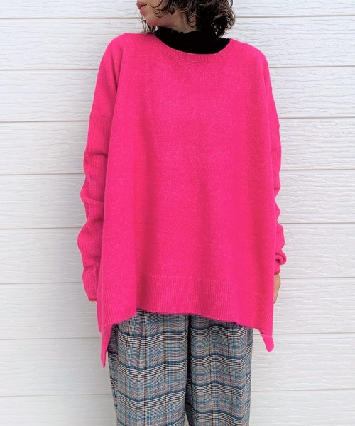 Q（キュー）の「もちもちリラックスニット（ニット/セーター・レディース・ベージュ/ピンク・MEDIUM）」の9枚目の写真