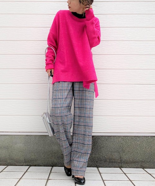 Q（キュー）の「もちもちリラックスニット（ニット/セーター・レディース・ベージュ/ピンク・MEDIUM）」の11枚目の写真