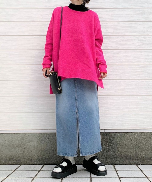 Q（キュー）の「もちもちリラックスニット（ニット/セーター・レディース・ベージュ/ピンク・MEDIUM）」の10枚目の写真