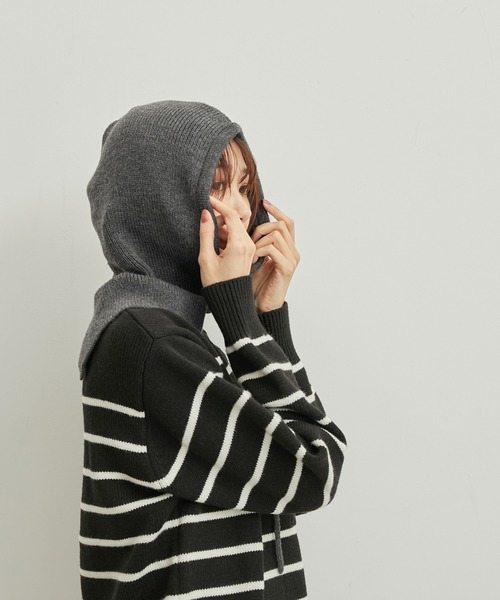 ROPE' PICNIC(ロペピクニック)の「バックスリットバラクラバ(ストール/ショール・レディース・チャコールグレー/ホワイト系その他5/ブラウン系その他3・FREE)」の3枚目の写真