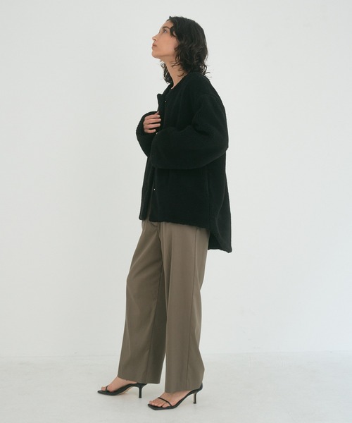 OUTERSUNSET（アウターサンセット）の「round hem boa jacket（ブルゾン・レディース・ベージュ/ブラック・FREE）」の13枚目の写真