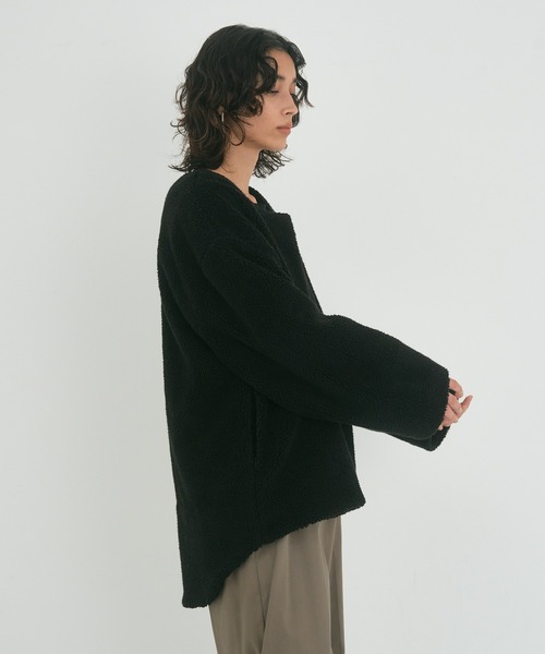 OUTERSUNSET（アウターサンセット）の「round hem boa jacket（ブルゾン・レディース・ベージュ/ブラック・FREE）」の10枚目の写真