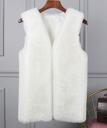 DAY CLOSET | レディース ボタンレスフェイクファージレベスト(ベスト)