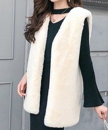 DAY CLOSET | レディース ボタンレスフェイクファージレベスト(ベスト)