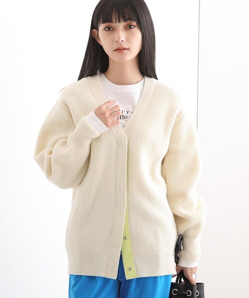 INDIVI カーディガン 「春の新作！／洗える」配色デザイン