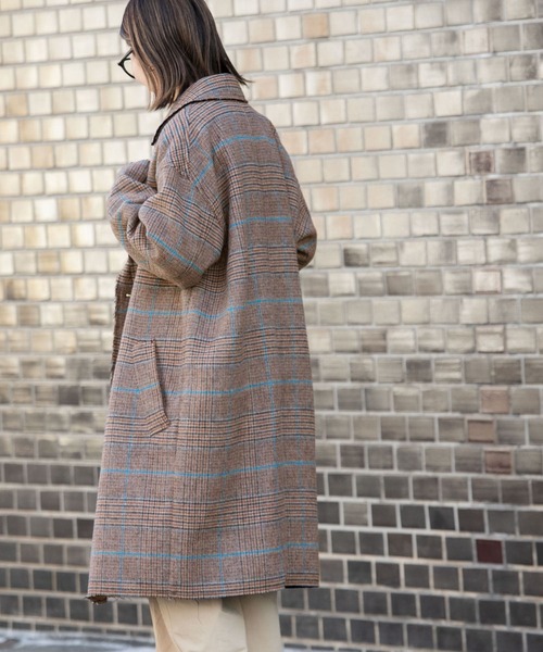 FORK&SPOON（フォークアンドスプーン）の「FORK&SPOON　チェックダブルコート（チェスターコート・レディース・ブラウン系その他/グレー系その他・1）」の4枚目の写真