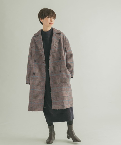 FORK&SPOON（フォークアンドスプーン）の「FORK&SPOON　チェックダブルコート（チェスターコート・レディース・ブラウン系その他/グレー系その他・1）」の21枚目の写真