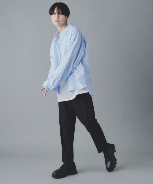 EDEL（エーデル）の「EDEL - ドロップショルダーリラックスストライプシャツ（シャツ/ブラウス・メンズ・ホワイト/グリーン/ブルー・MEDIUM/LARGE）」の20枚目の写真