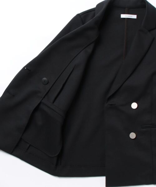 Doux archives（ドゥアルシーヴ）の「ダンボールニットダブルジャケット（テーラードジャケット・レディース・ブラック/ネイビー/ベージュ・FREE）」の4枚目の写真