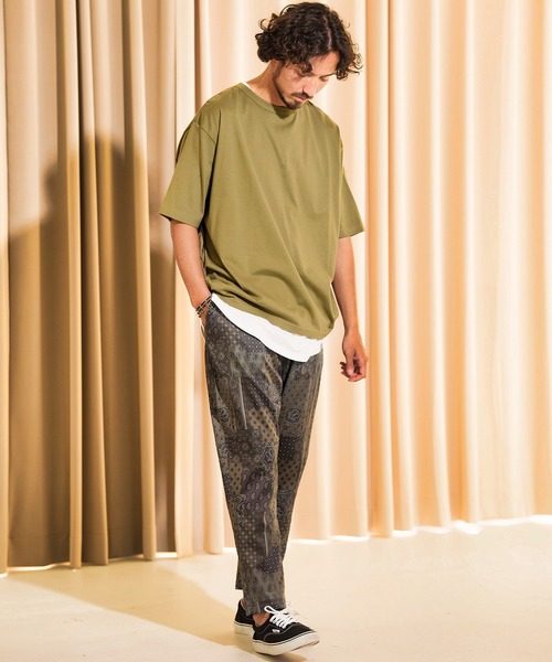 ANGENEHM(アンゲネーム)の「mt8197-Balloon Silhouette Short Sleeve Cut sew (MADE IN JAPAN) カットソー(Tシャツ/カットソー・メンズ・グリーン/ブラック/ホワイト/カーキ・M/L)」の20枚目の写真