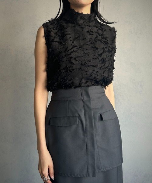 &g'aime(アンジェム)の「【&g’aime】フリンジレーストップス(シャツ/ブラウス・レディース・ホワイト/ブラック・FREE)」の2枚目の写真