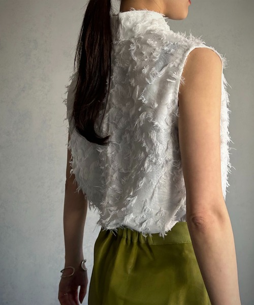 &g'aime(アンジェム)の「【&g’aime】フリンジレーストップス(シャツ/ブラウス・レディース・ホワイト/ブラック・FREE)」の6枚目の写真