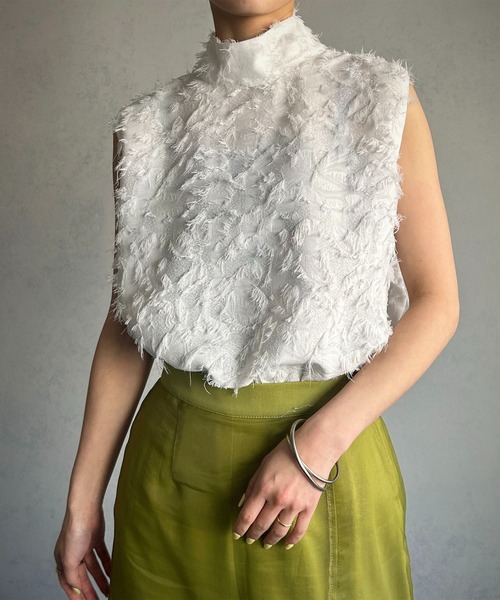 &g'aime(アンジェム)の「【&g’aime】フリンジレーストップス(シャツ/ブラウス・レディース・ホワイト/ブラック・FREE)」の3枚目の写真