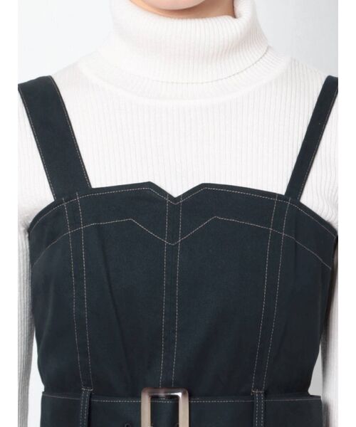 MURUA（ムルーア）の「アシメスリットマーメイドジャンパースカート（ジャンパースカート・レディース・アイボリー/ネイビー・2/1）」の3枚目の写真