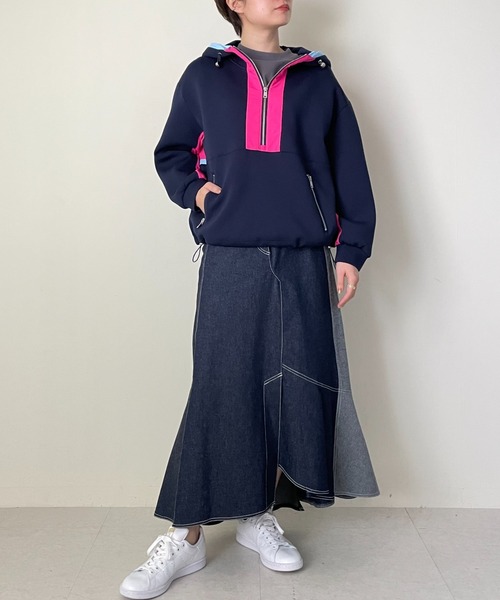 DOLLUPOOPS（ドールアップウップス）の「配色ハーフZIPパーカー（パーカー・レディース・グレー/ブラック/ネイビー・38）」の3枚目の写真