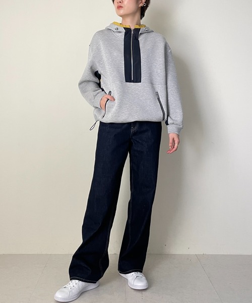 DOLLUPOOPS（ドールアップウップス）の「配色ハーフZIPパーカー（パーカー・レディース・グレー/ブラック/ネイビー・38）」の2枚目の写真