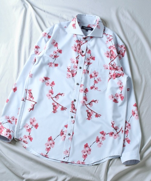 UNION STATION(ユニオンステーション)の「フォトプリントワイドカラーシャツ/総柄シャツ(シャツ/ブラウス・メンズ・ライトグレー/ネイビー・M/L/LL)」の2枚目の写真