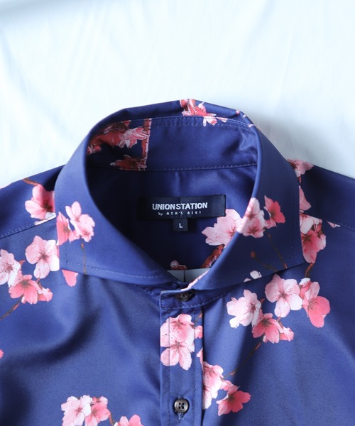 UNION STATION(ユニオンステーション)の「フォトプリントワイドカラーシャツ/総柄シャツ(シャツ/ブラウス・メンズ・ライトグレー/ネイビー・M/L/LL)」の5枚目の写真