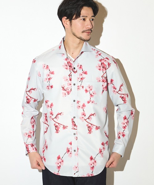 UNION STATION(ユニオンステーション)の「フォトプリントワイドカラーシャツ/総柄シャツ(シャツ/ブラウス・メンズ・ライトグレー/ネイビー・M/L/LL)」の8枚目の写真