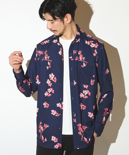 UNION STATION(ユニオンステーション)の「フォトプリントワイドカラーシャツ/総柄シャツ(シャツ/ブラウス・メンズ・ライトグレー/ネイビー・M/L/LL)」の9枚目の写真