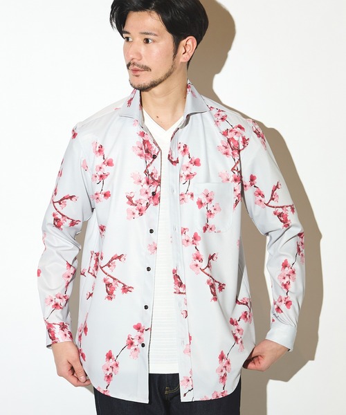 UNION STATION(ユニオンステーション)の「フォトプリントワイドカラーシャツ/総柄シャツ(シャツ/ブラウス・メンズ・ライトグレー/ネイビー・M/L/LL)」の10枚目の写真