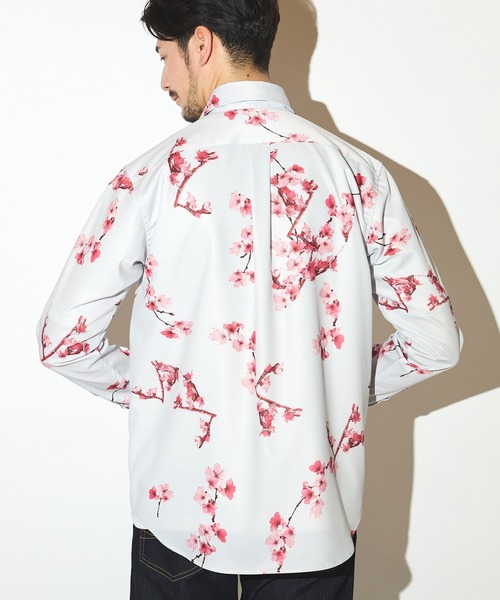 UNION STATION(ユニオンステーション)の「フォトプリントワイドカラーシャツ/総柄シャツ(シャツ/ブラウス・メンズ・ライトグレー/ネイビー・M/L/LL)」の12枚目の写真