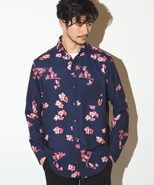 UNION STATION(ユニオンステーション)の「フォトプリントワイドカラーシャツ/総柄シャツ(シャツ/ブラウス・メンズ・ライトグレー/ネイビー・M/L/LL)」の13枚目の写真