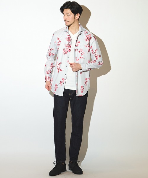 UNION STATION(ユニオンステーション)の「フォトプリントワイドカラーシャツ/総柄シャツ(シャツ/ブラウス・メンズ・ライトグレー/ネイビー・M/L/LL)」の16枚目の写真