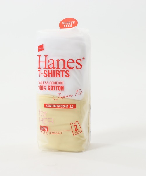 HANES(ヘインズ)の「【Hanes/ヘインズ】レディース ジャパンフィットフォーハー【2枚組】スリーブレスTシャツ 5.3oz(Tシャツ/カットソー・レディース・ホワイト×イエロー・MEDIUM/LARGE)」の6枚目の写真