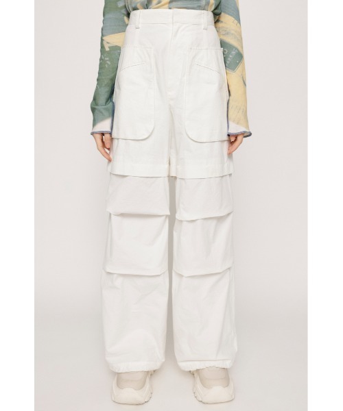 SLY(スライ)の「2WAY PATCH POCKET TUCK WORK PT 2ウェイ パッチポケット タック ワークパンツ ハーフパンツ ショートパンツ 着回し(スラックス・レディース・ホワイト/グレー・1/2)」の6枚目の写真