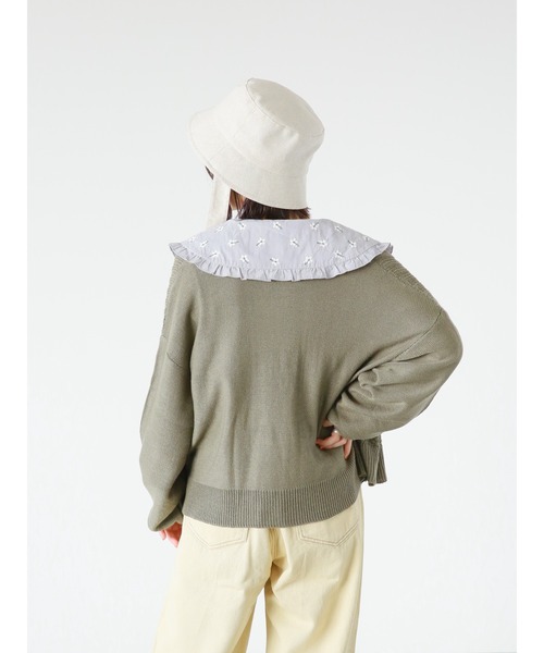 ehka sopo（エヘカソポ）の「透かし編み切替カーディガン（カーディガン/ボレロ・レディース・グリーン/ピンク/キナリ・ﾌﾘ-）」の20枚目の写真