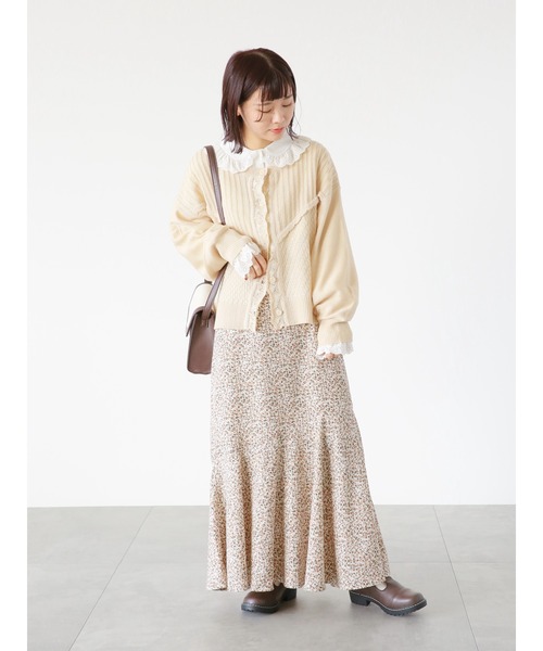 ehka sopo（エヘカソポ）の「透かし編み切替カーディガン（カーディガン/ボレロ・レディース・グリーン/ピンク/キナリ・ﾌﾘ-）」の22枚目の写真